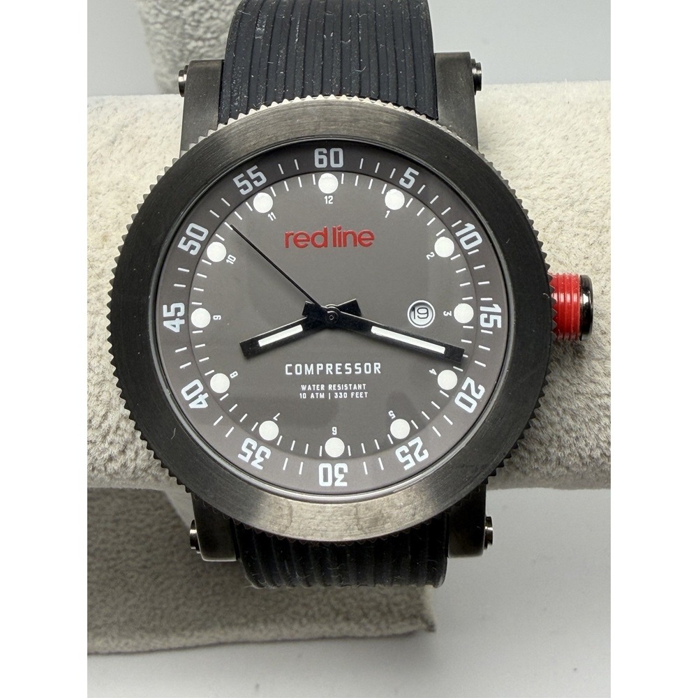 Redline Compressor New Battery Mens Watch 45MM 8.25"‎ Black Silicone Band